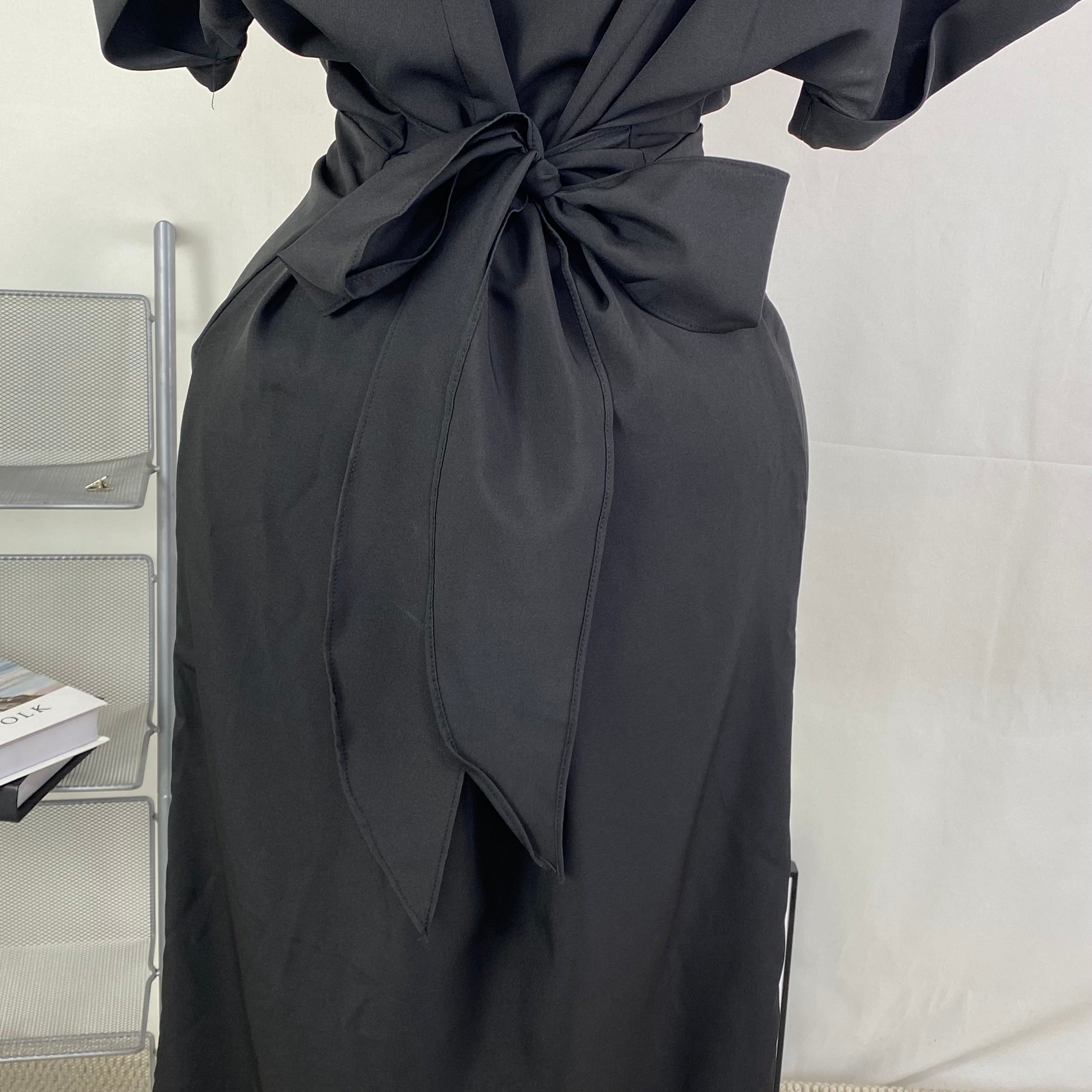 Short-sleeved pleated blouse dress
