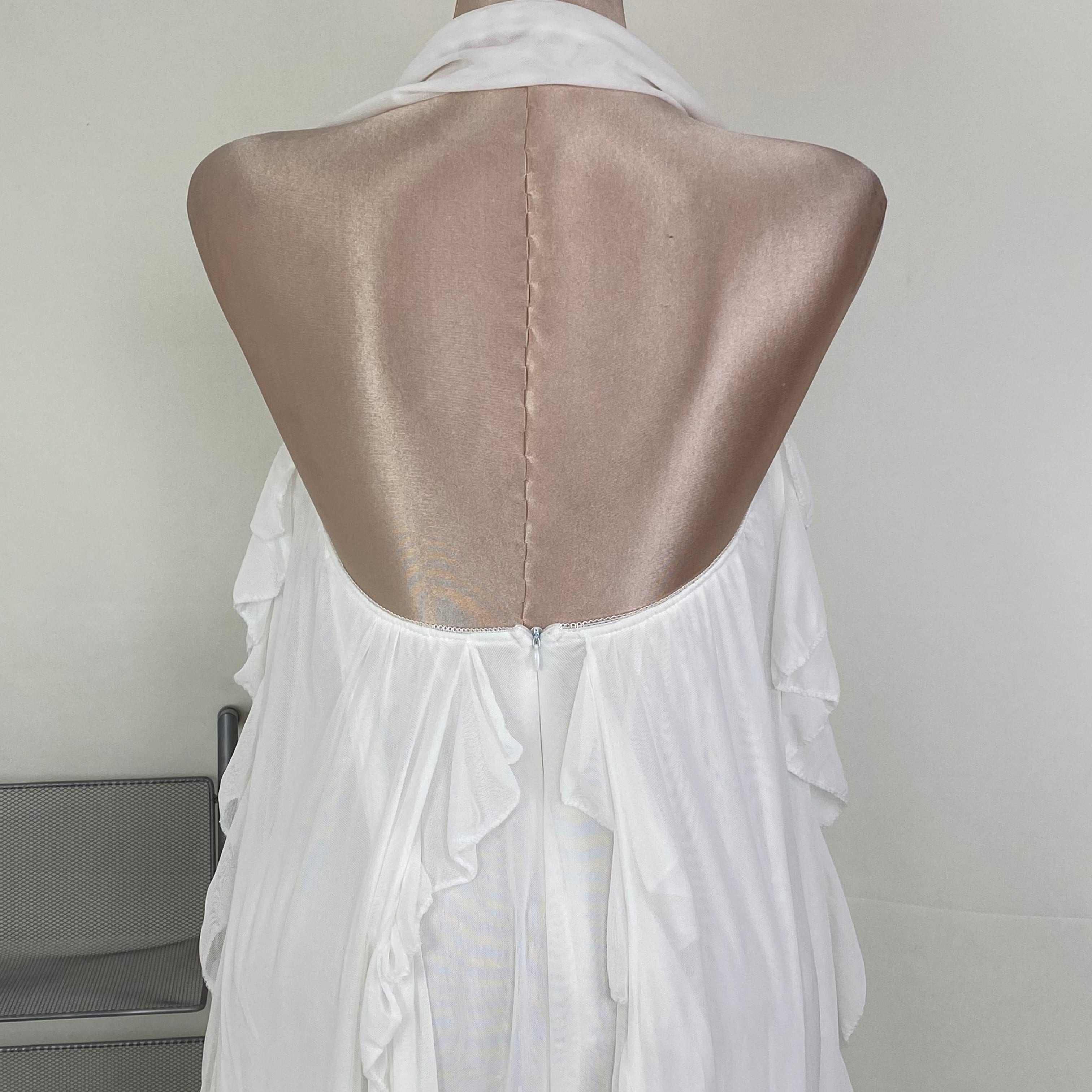 V-neck short-sleeved ruffled vintage dress