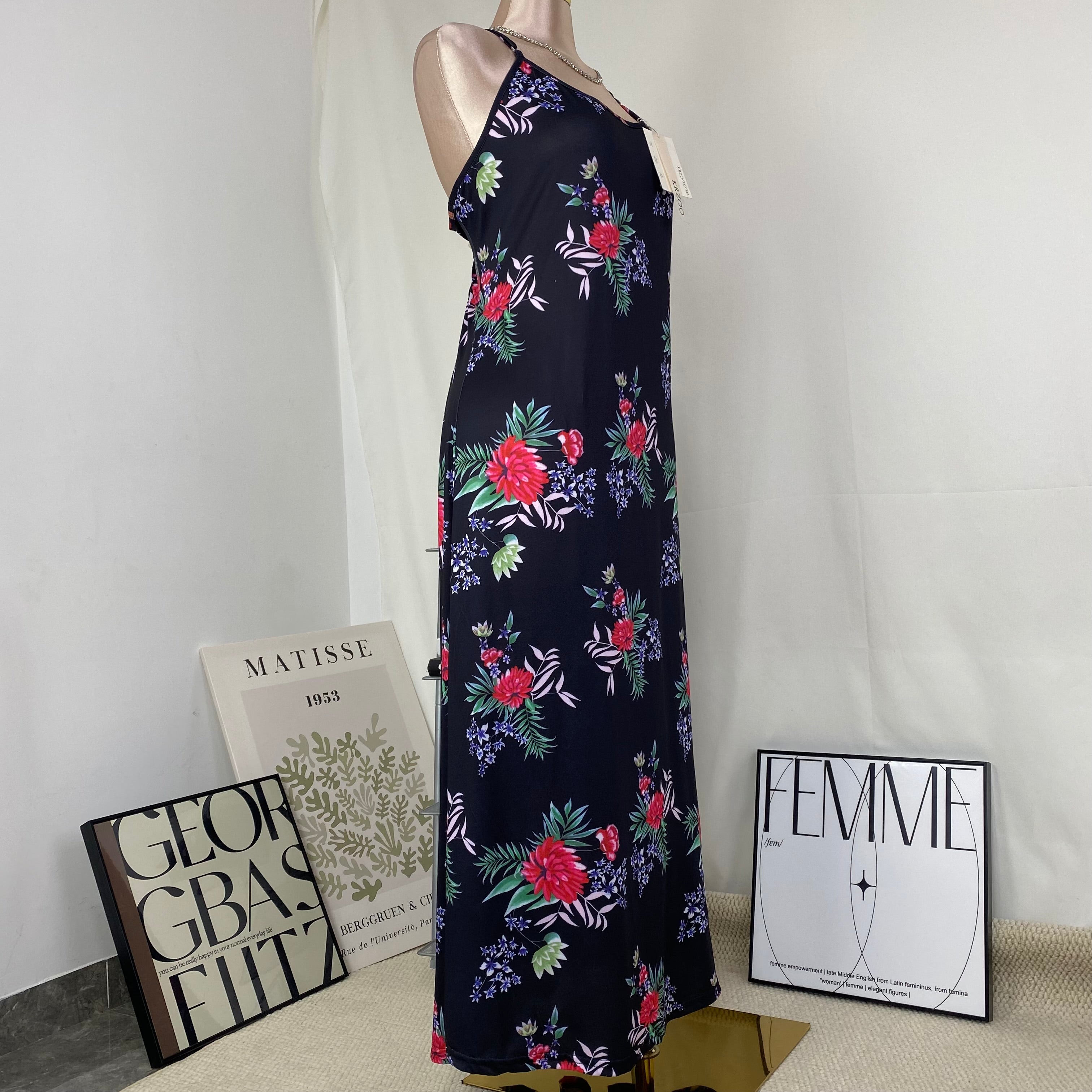 Shanxiang Changduan Flowered Strapless Dress