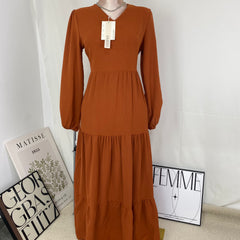 V-neck wide-sleeved dress