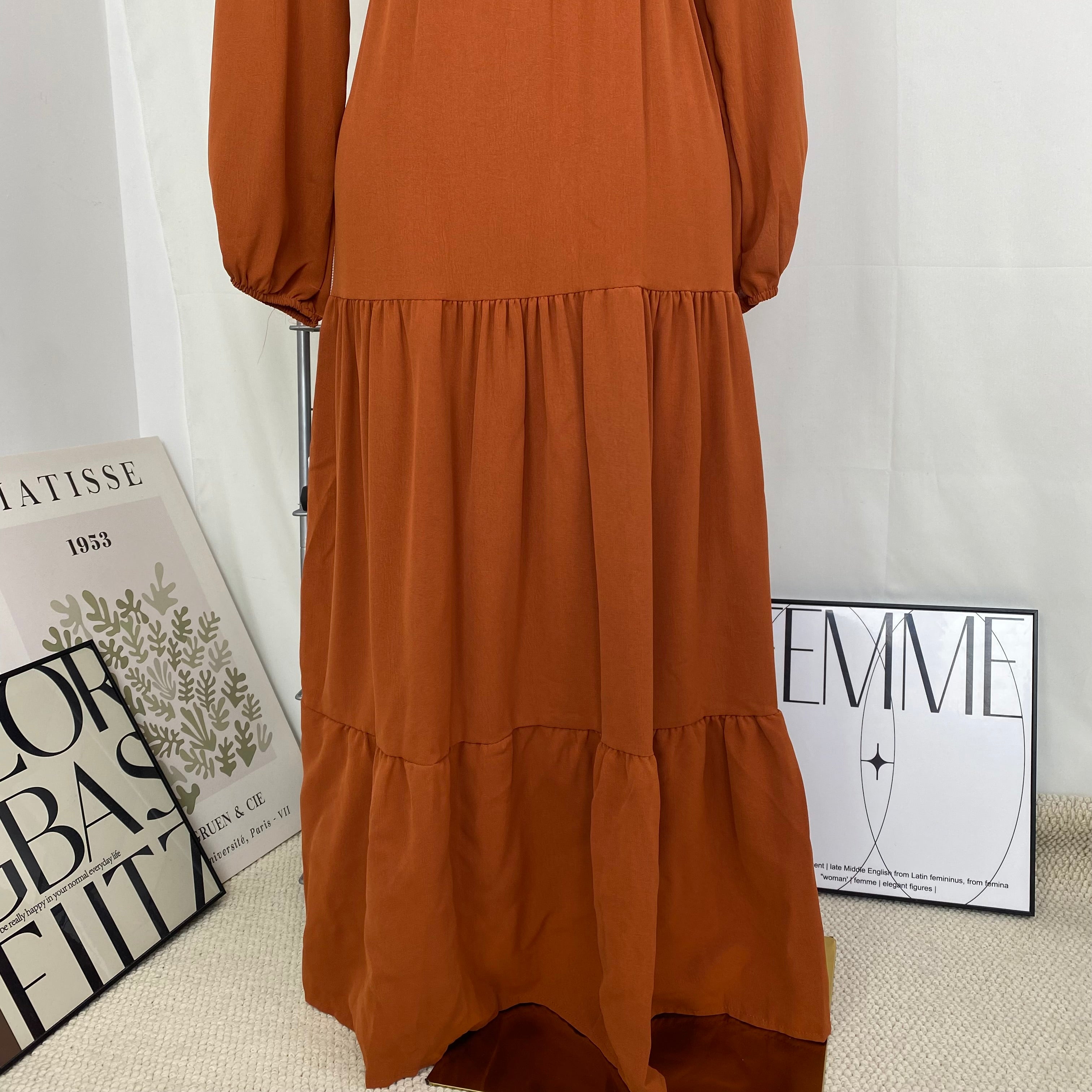 V-neck wide-sleeved dress