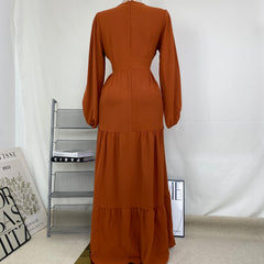 V-neck wide-sleeved dress
