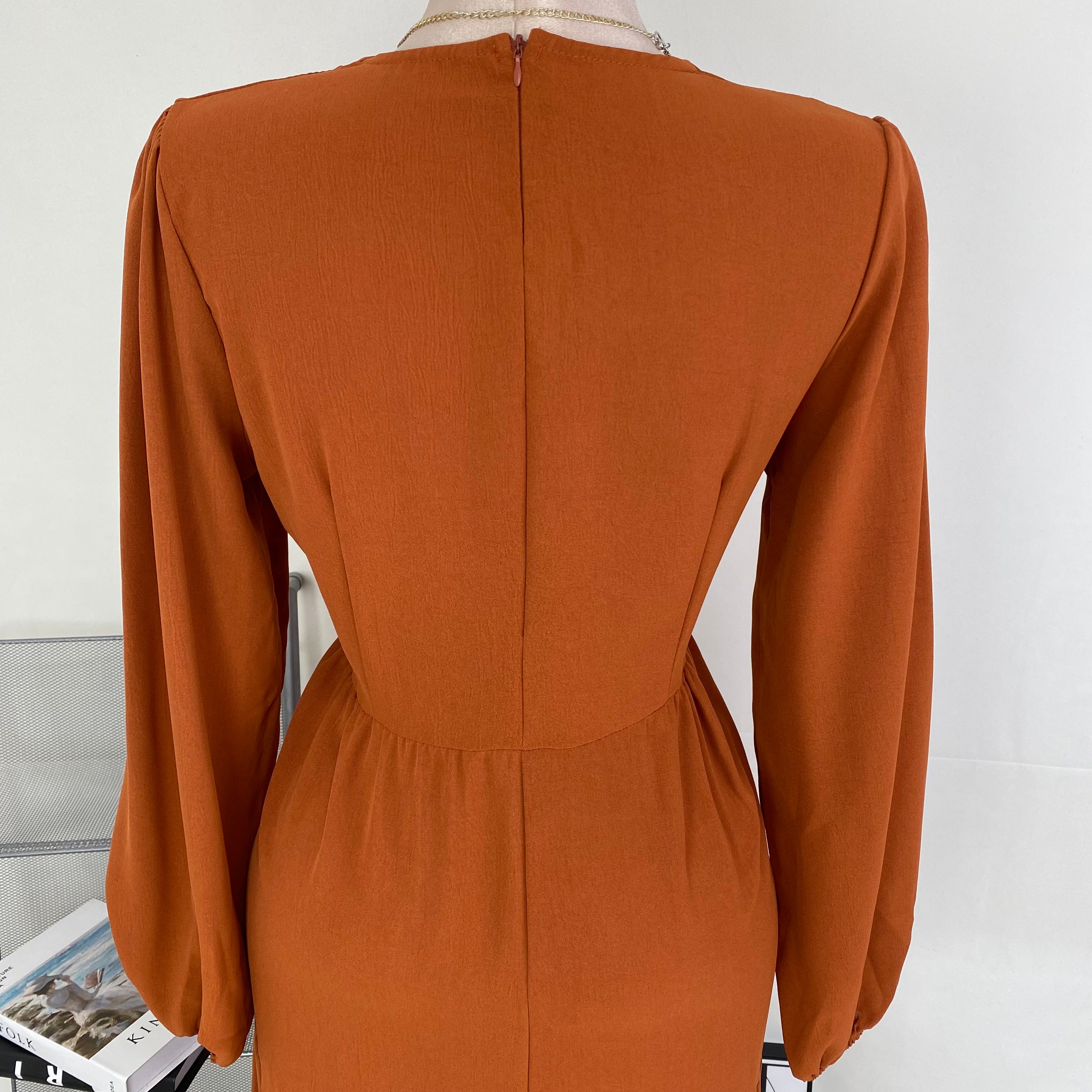 V-neck wide-sleeved dress