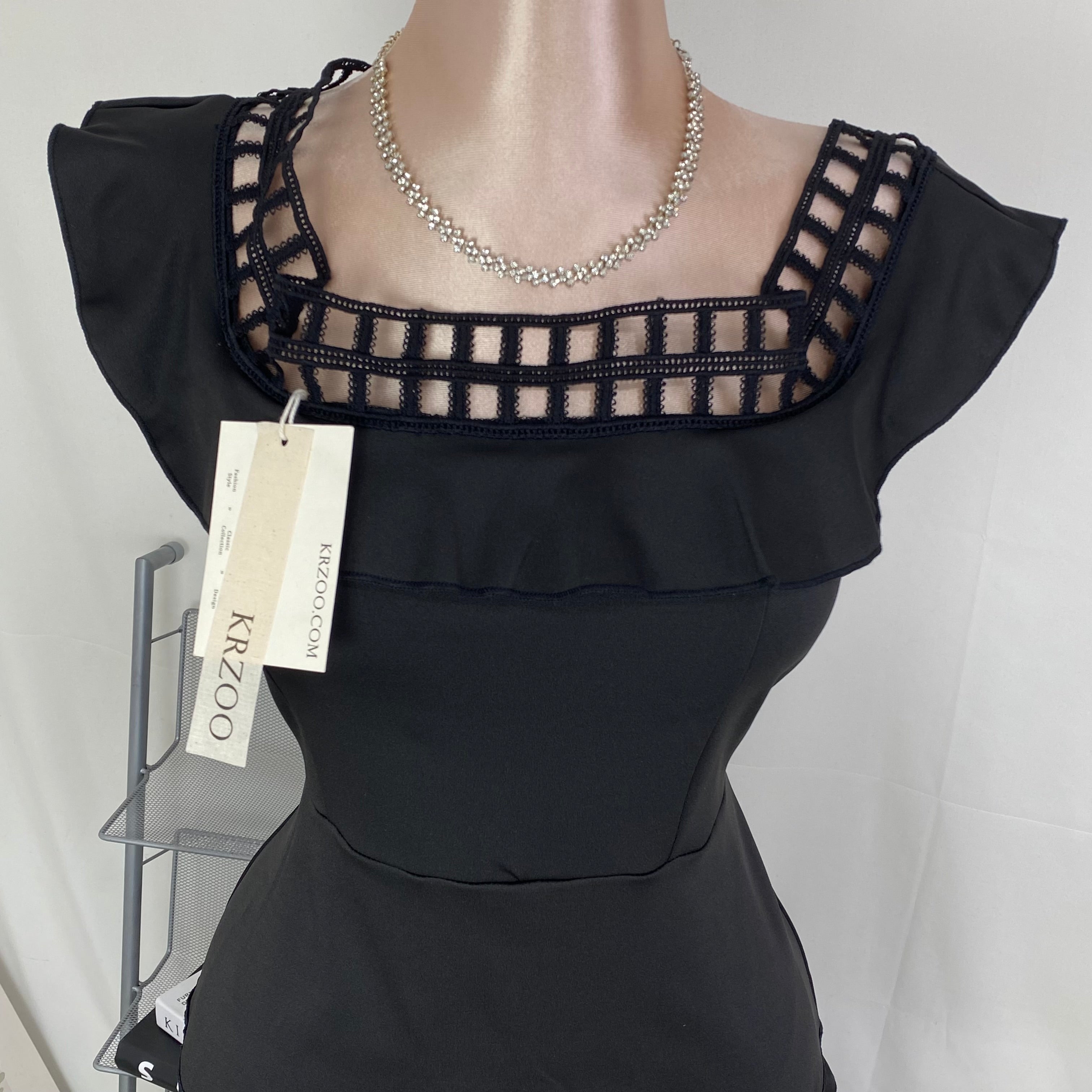 One-shoulder ruffled open-front dress
