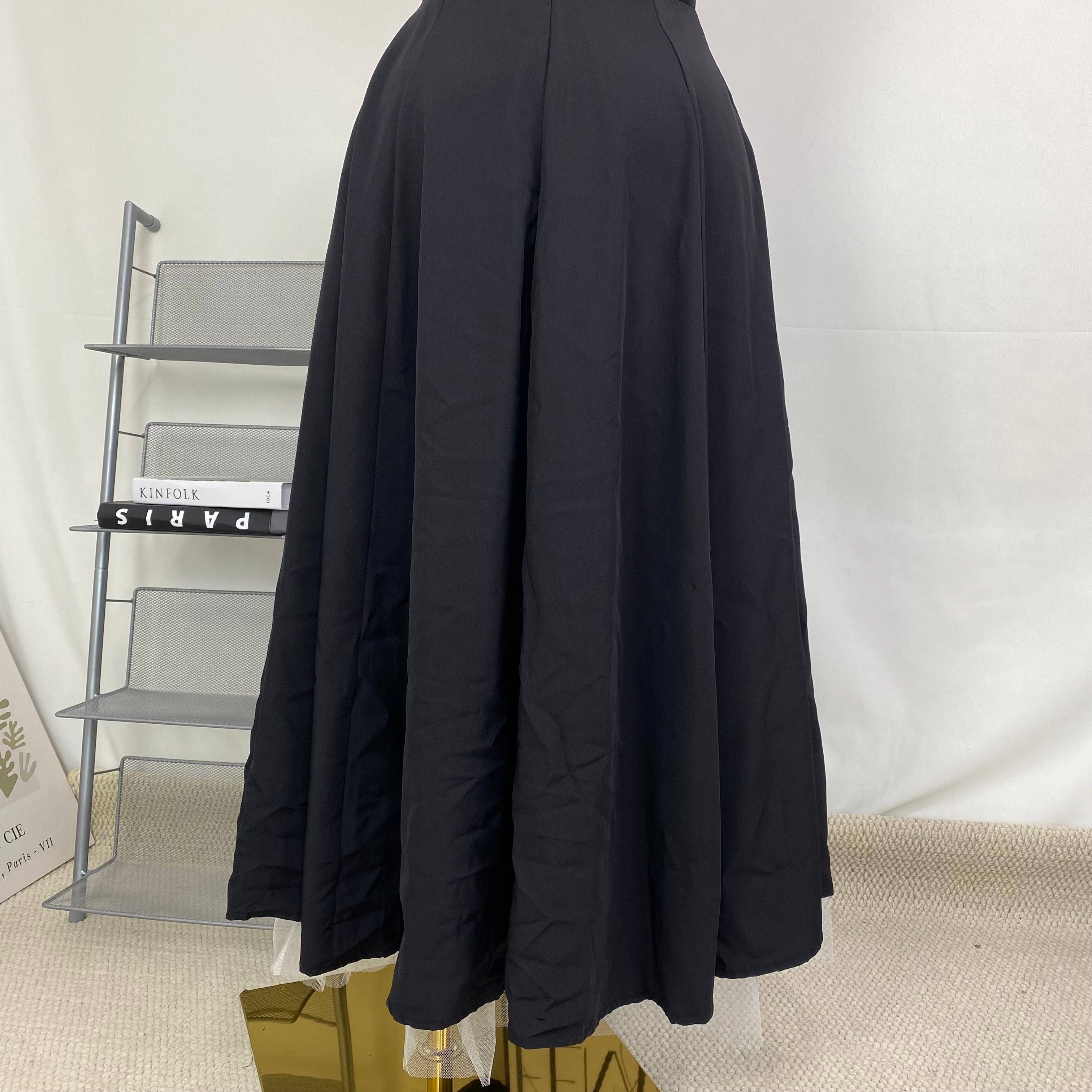 Net-silk wide-sleeved double-layered dress