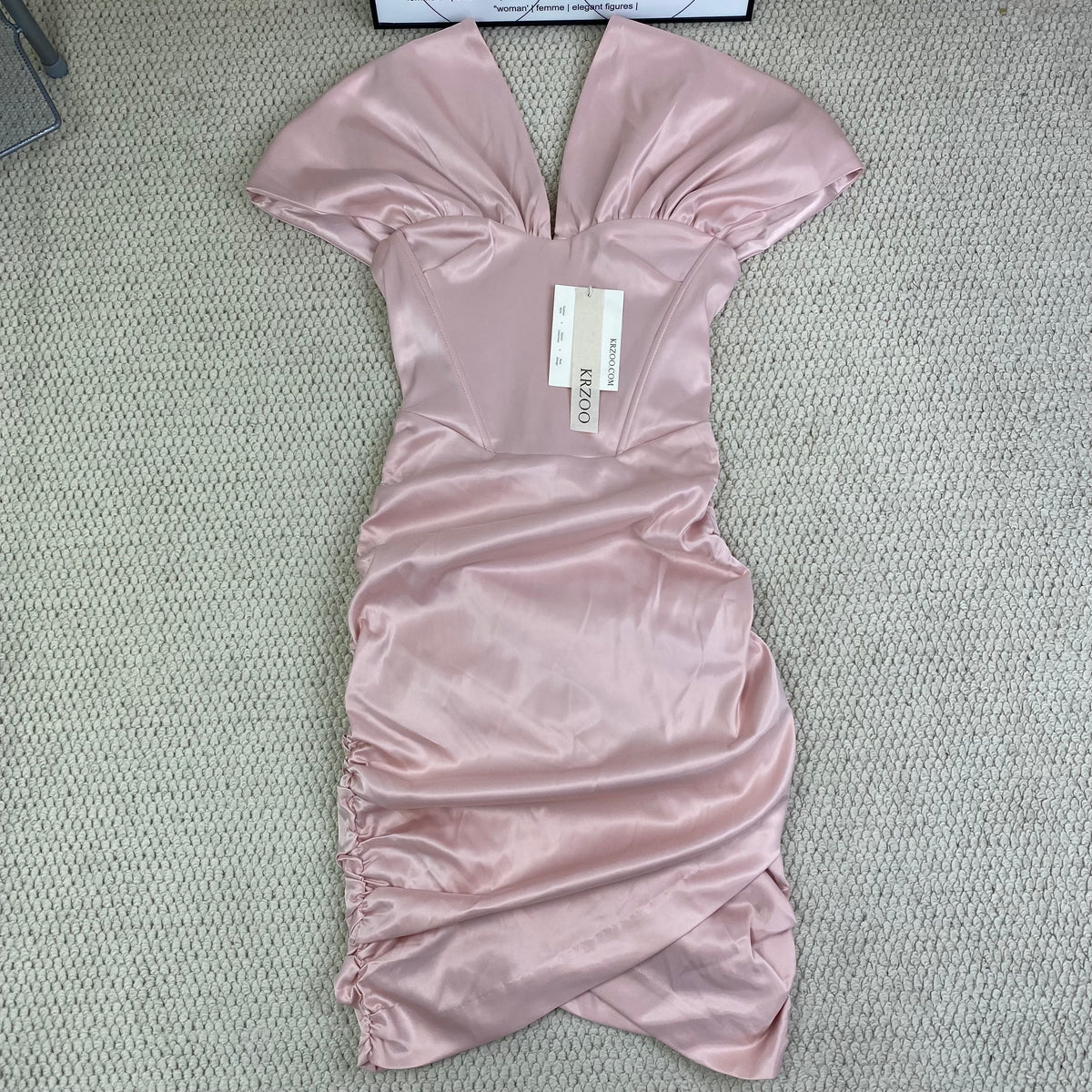 Strapless pleated fishbone dress with dress