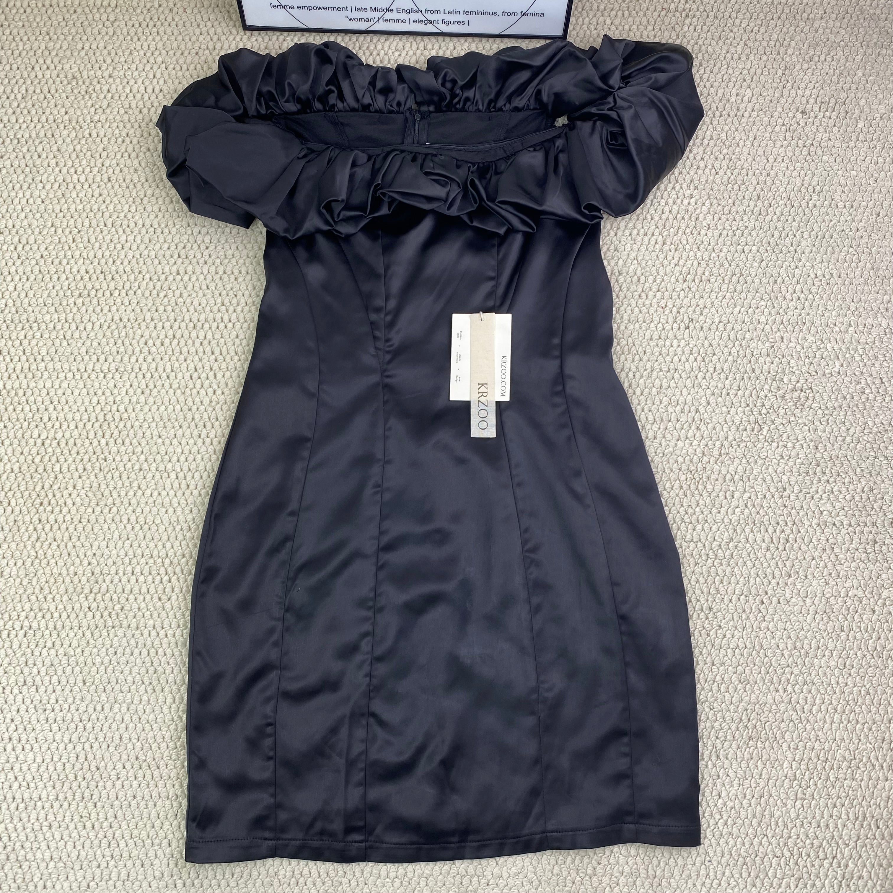 Ruffled-edge, off-the-shoulder dress