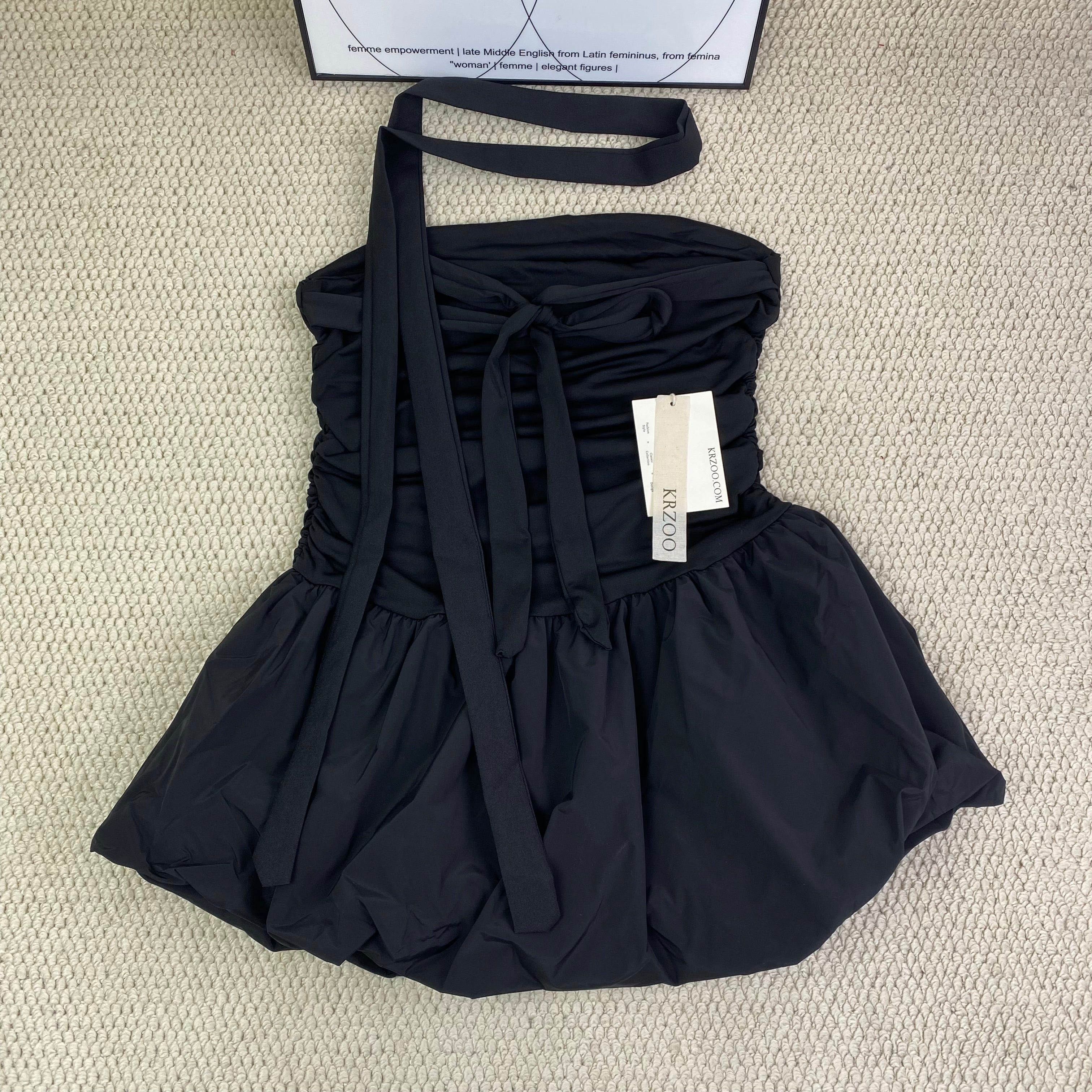 Strapless lace-edged dress