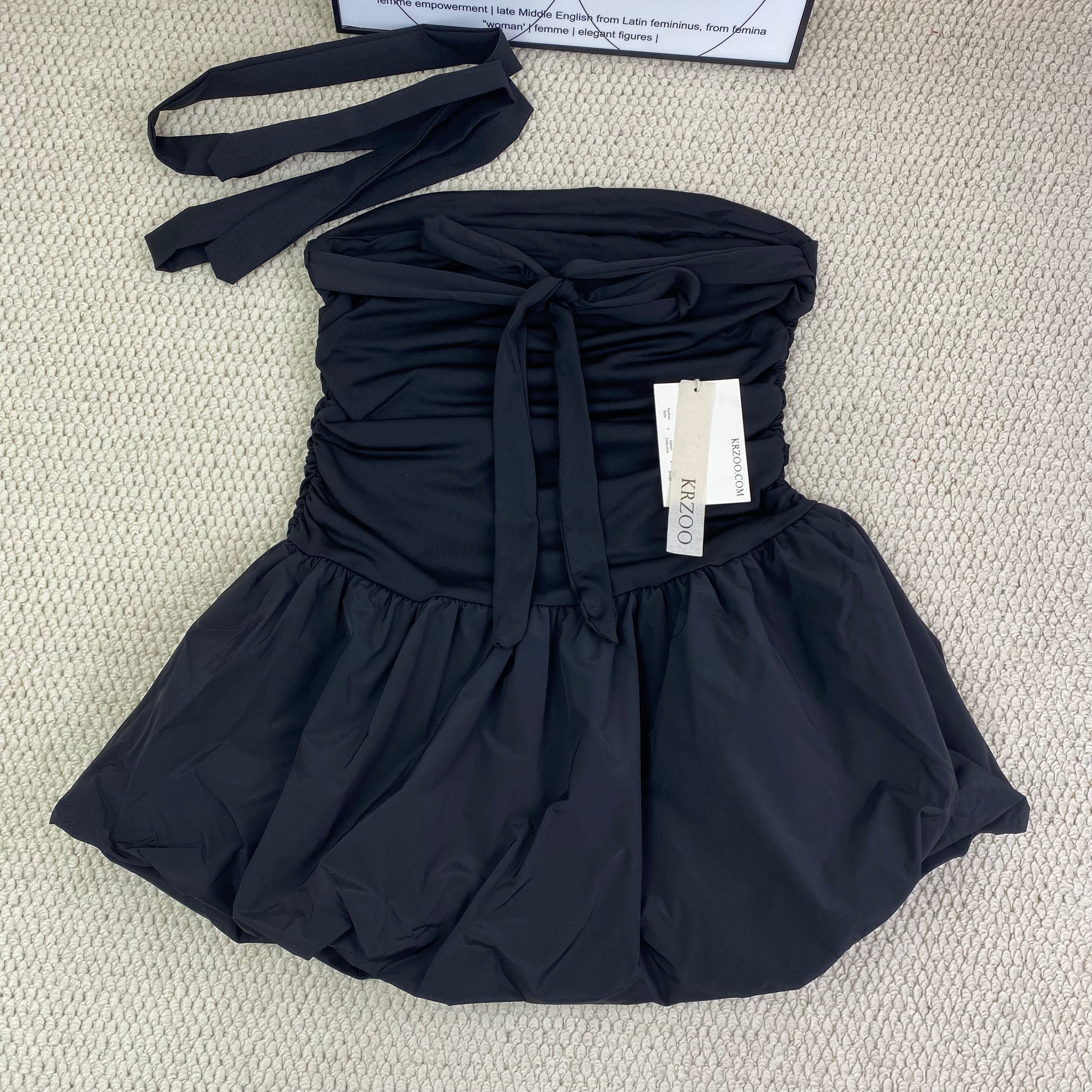 Strapless lace-edged dress