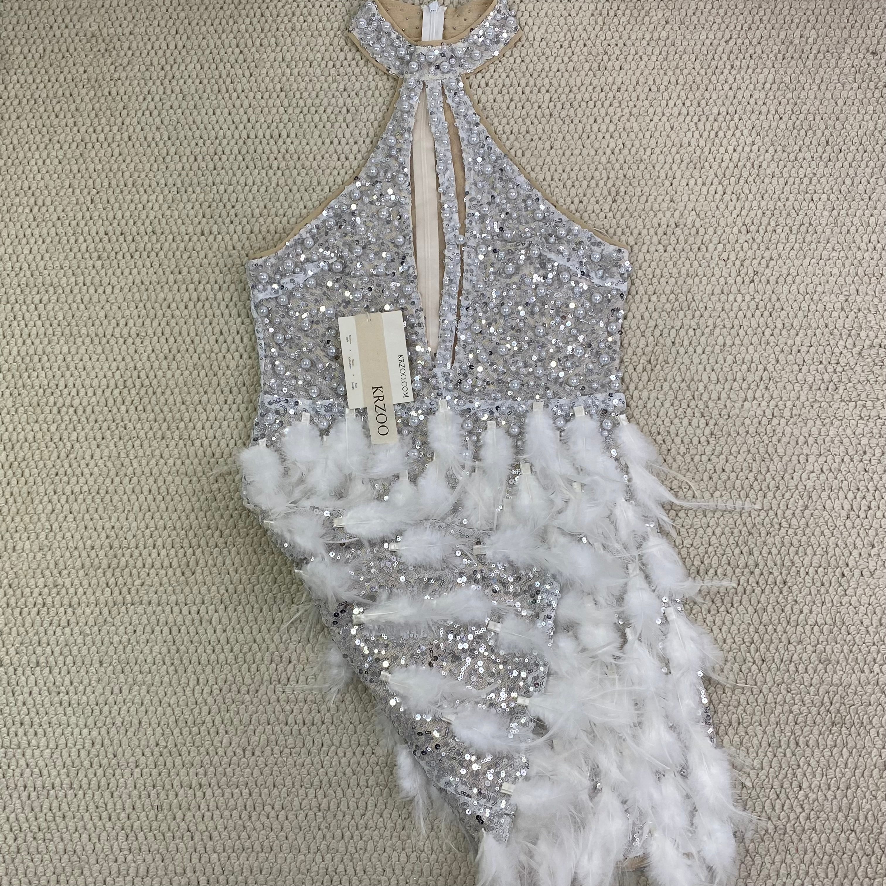 Pearl-feathered night dress