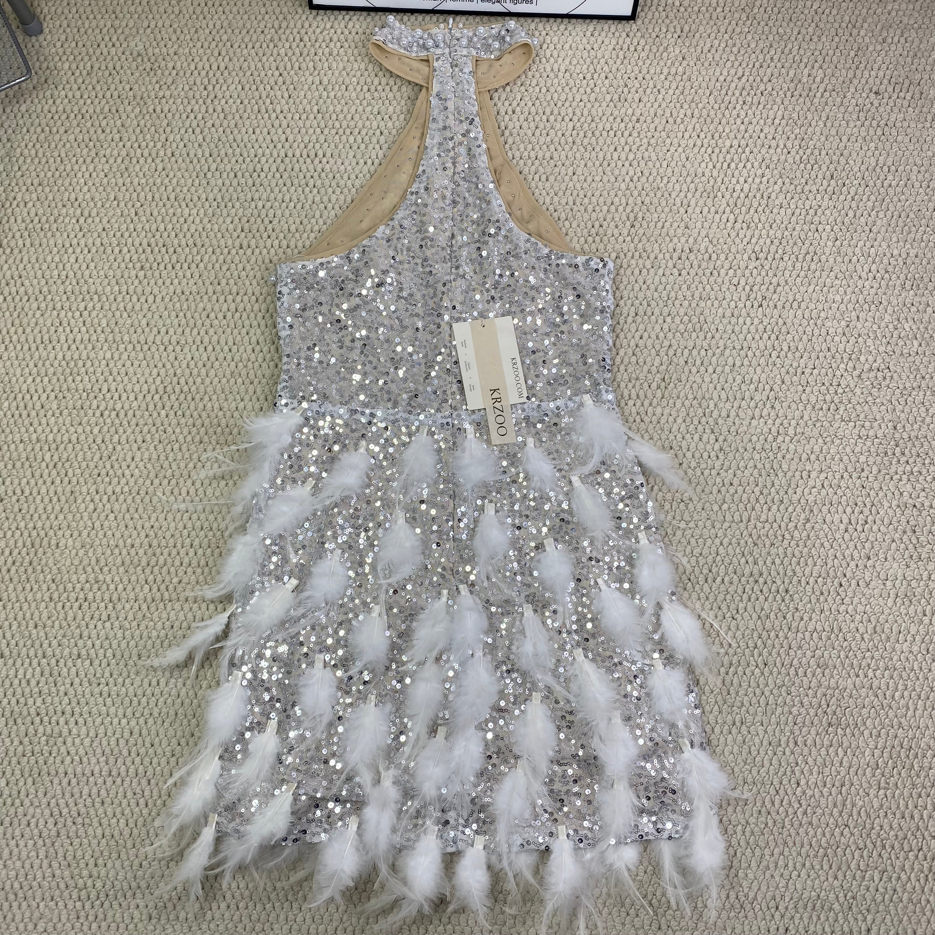 Pearl-feathered night dress