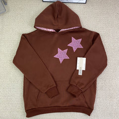 Gray leopard print five-pointed star hooded jacket