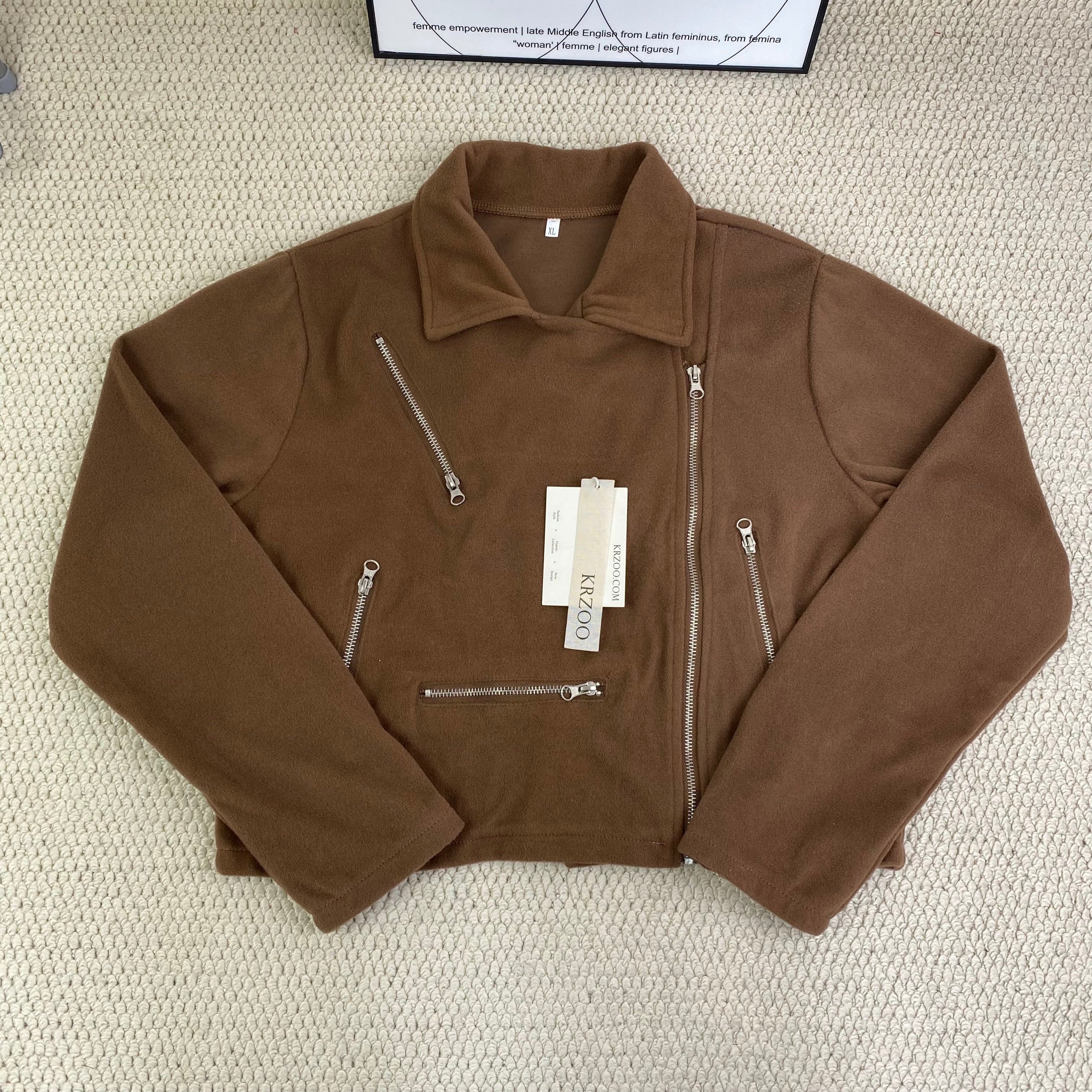 Collared multiple-zipper short coat