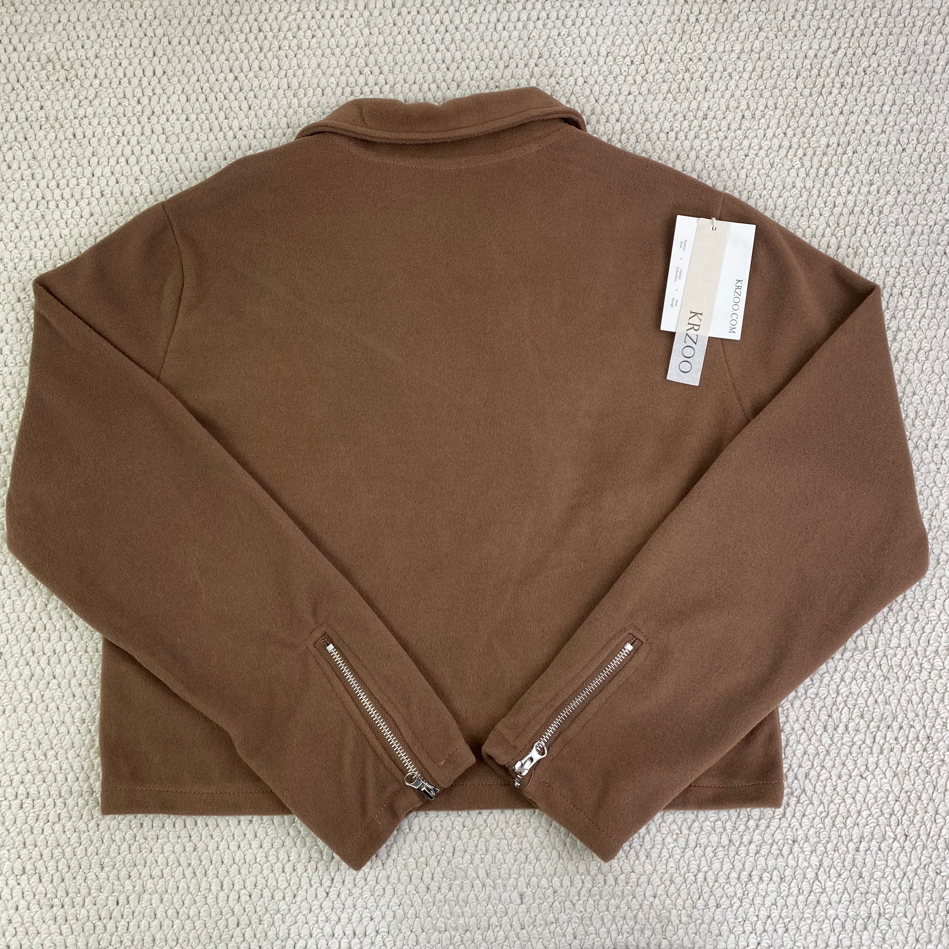 Collared multiple-zipper short coat