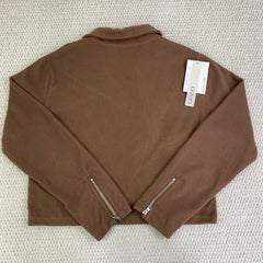Collared multiple-zipper short coat