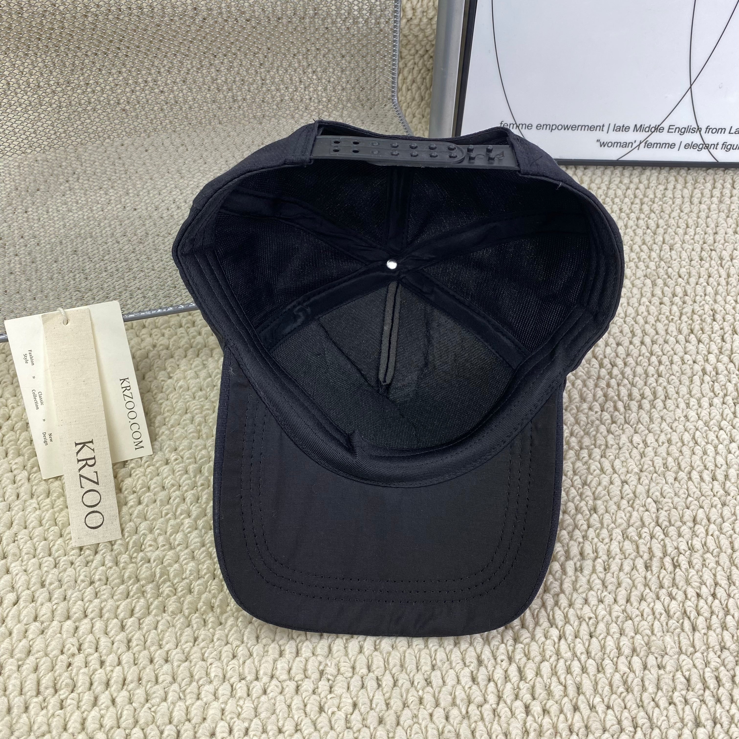 Rose-colored hat with diamond trim baseball cap