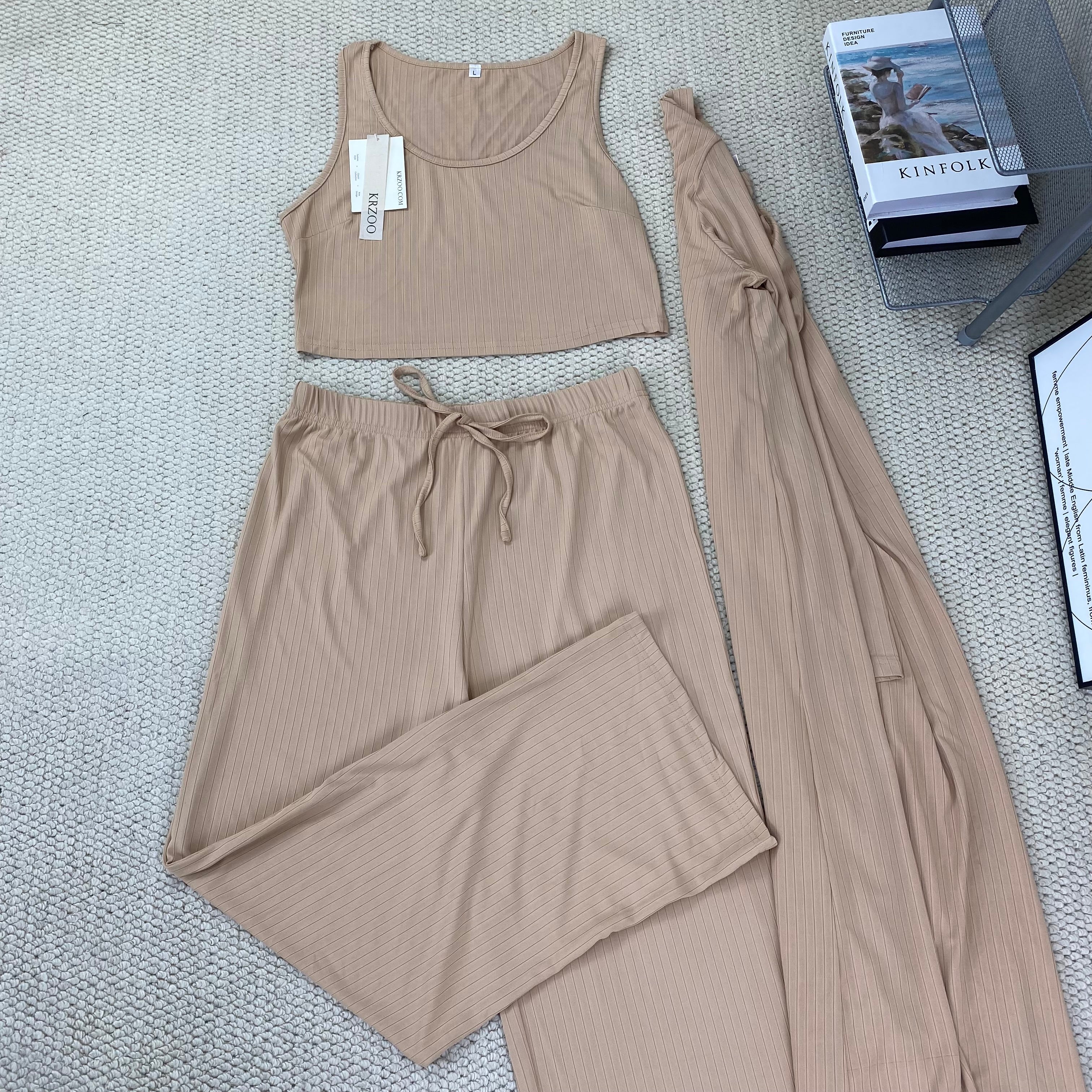 Knitted tank top three-piece set
