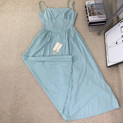 Strap waist-hugging dress