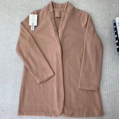 Solid-colored stand-up collar wool coat