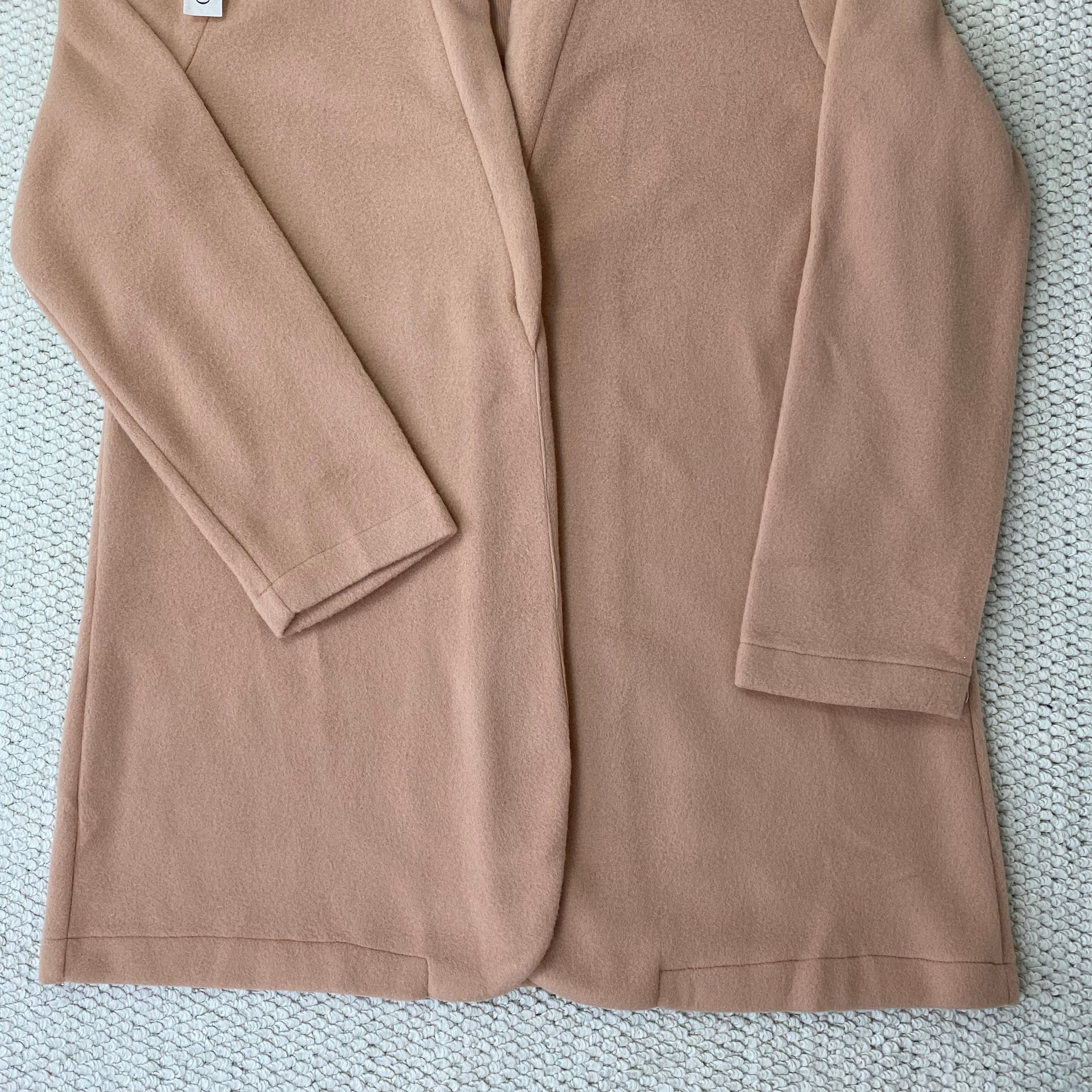Solid-colored stand-up collar wool coat