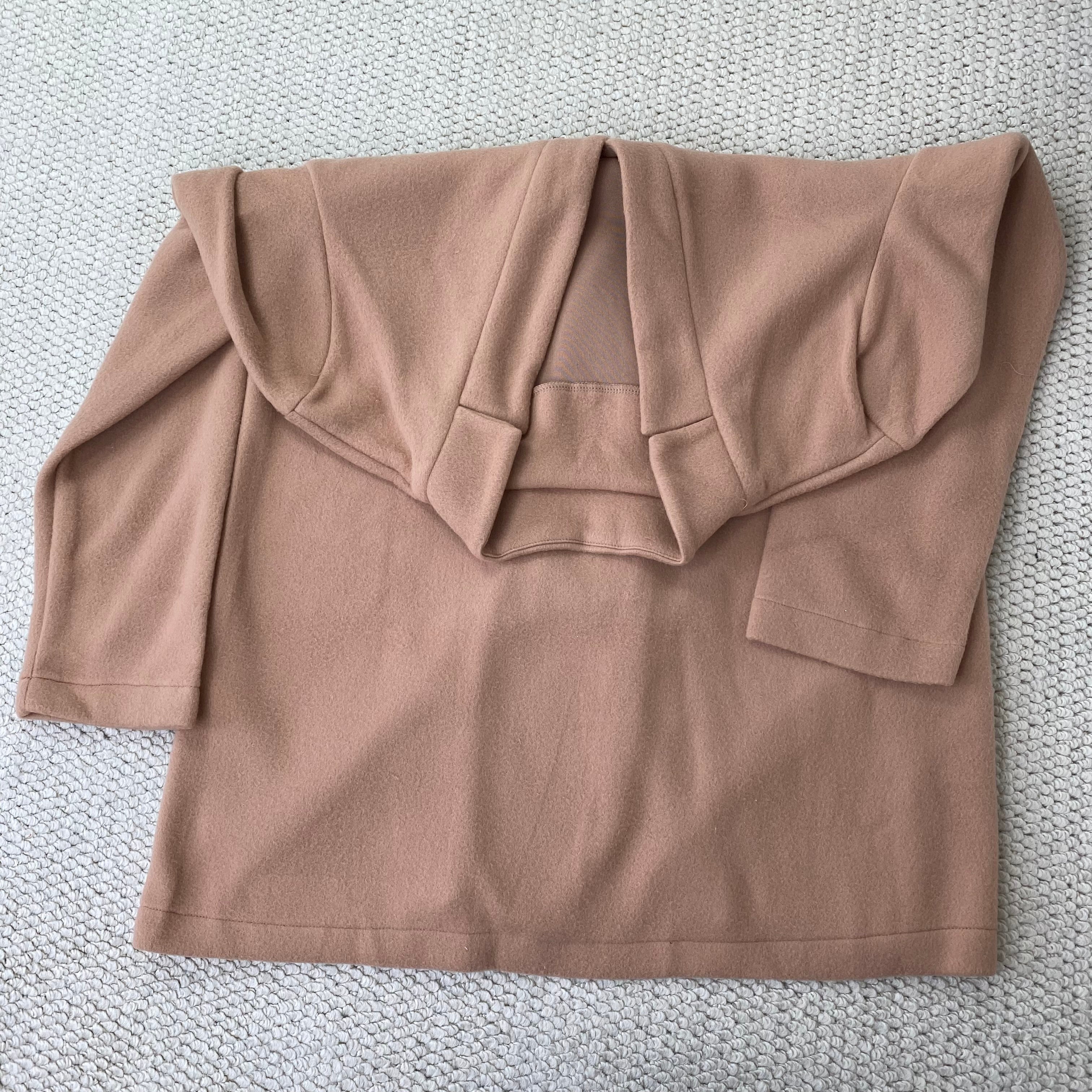 Solid-colored stand-up collar wool coat