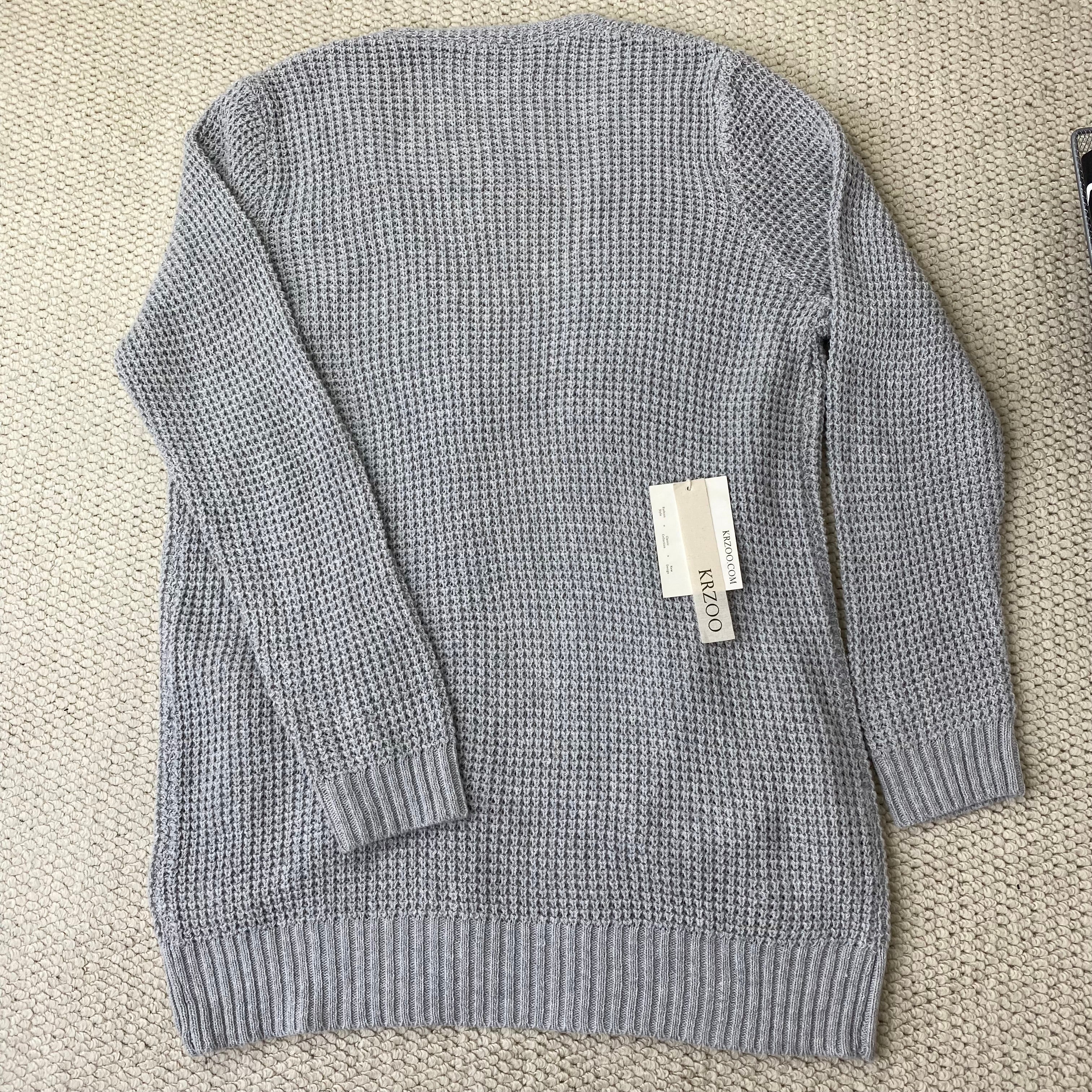 Knitted plain-colored long-sleeved cardigan jacket
