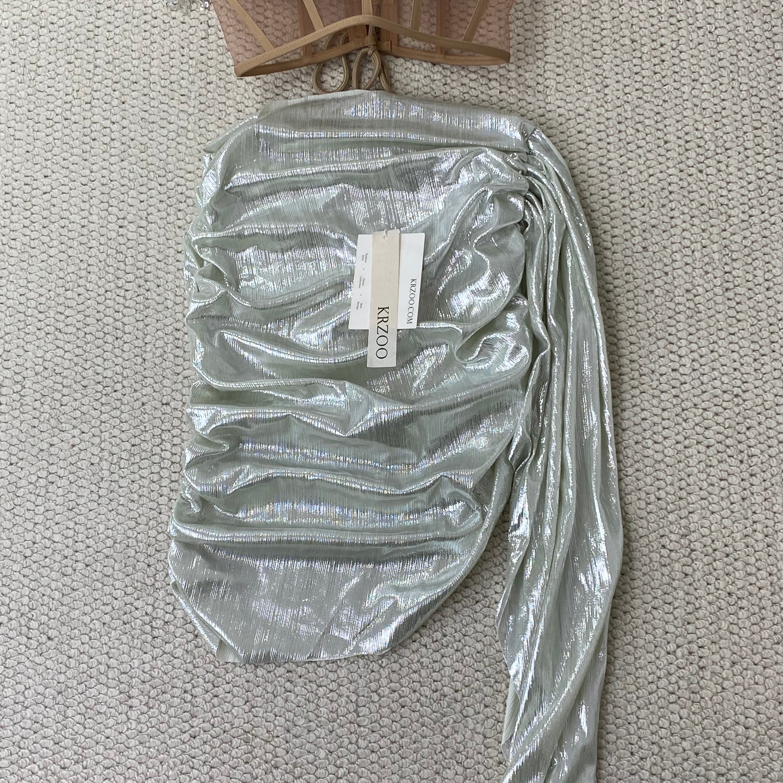Gold strapless floor-length skirt set