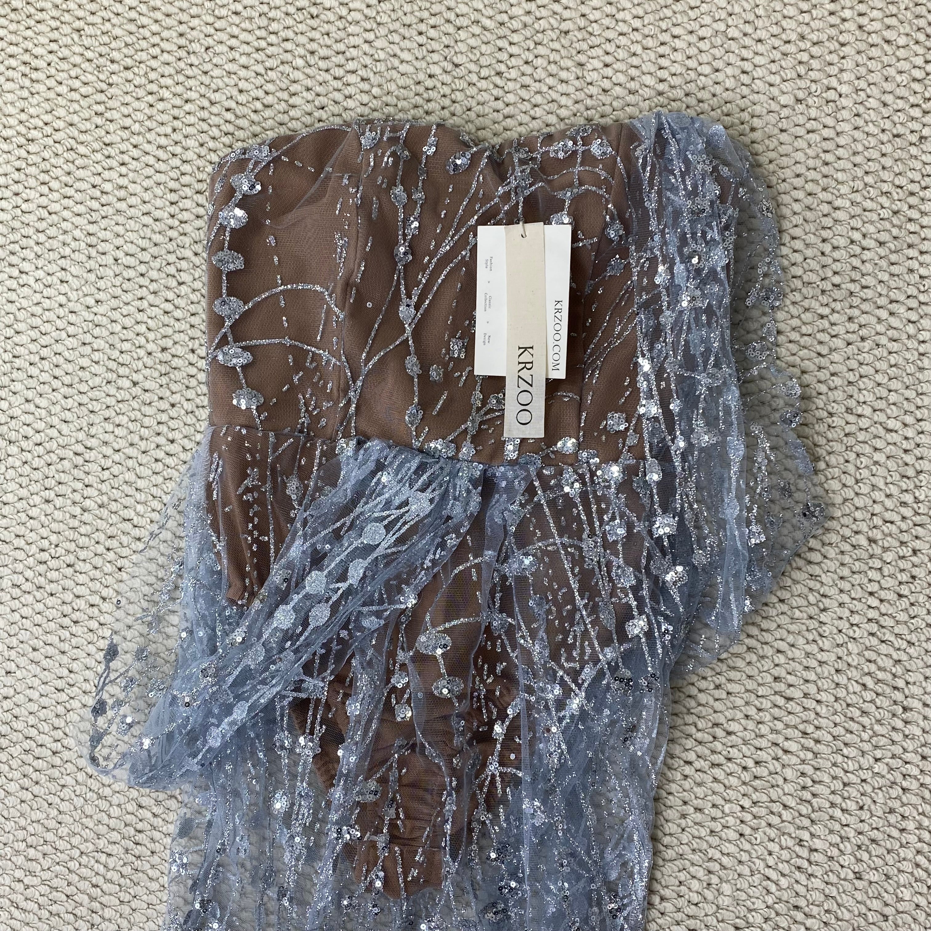 Fluffy sequin-covered bustier dress