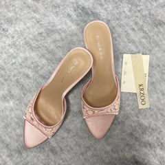Embroidered floral mesh high heels