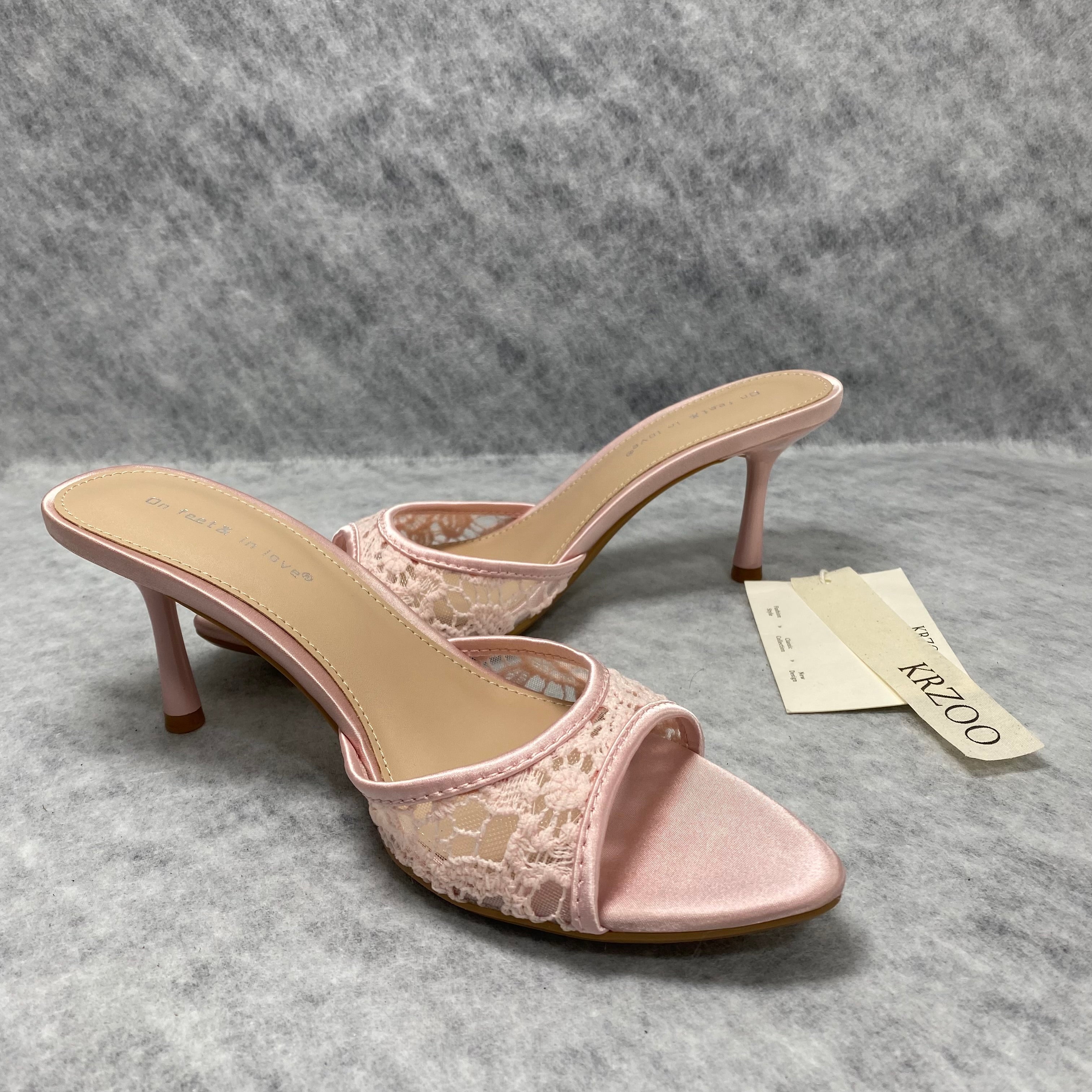 Embroidered floral mesh high heels