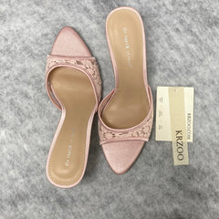 Embroidered floral mesh high heels