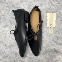 Women's pointed-toe retro chunky heel shoes