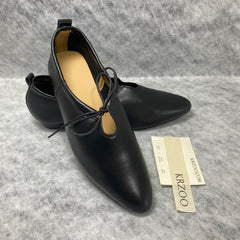 Women's pointed-toe retro chunky heel shoes