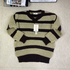 Lazy and retro long-sleeved striped sweater