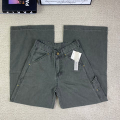 High-waisted wide-leg floor-length jeans