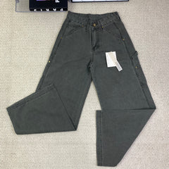 High-waisted wide-leg floor-length jeans