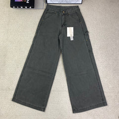 High-waisted wide-leg floor-length jeans