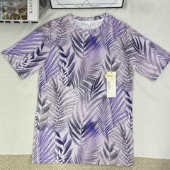 Round-neck 3D printed casual loose short-sleeved shirt