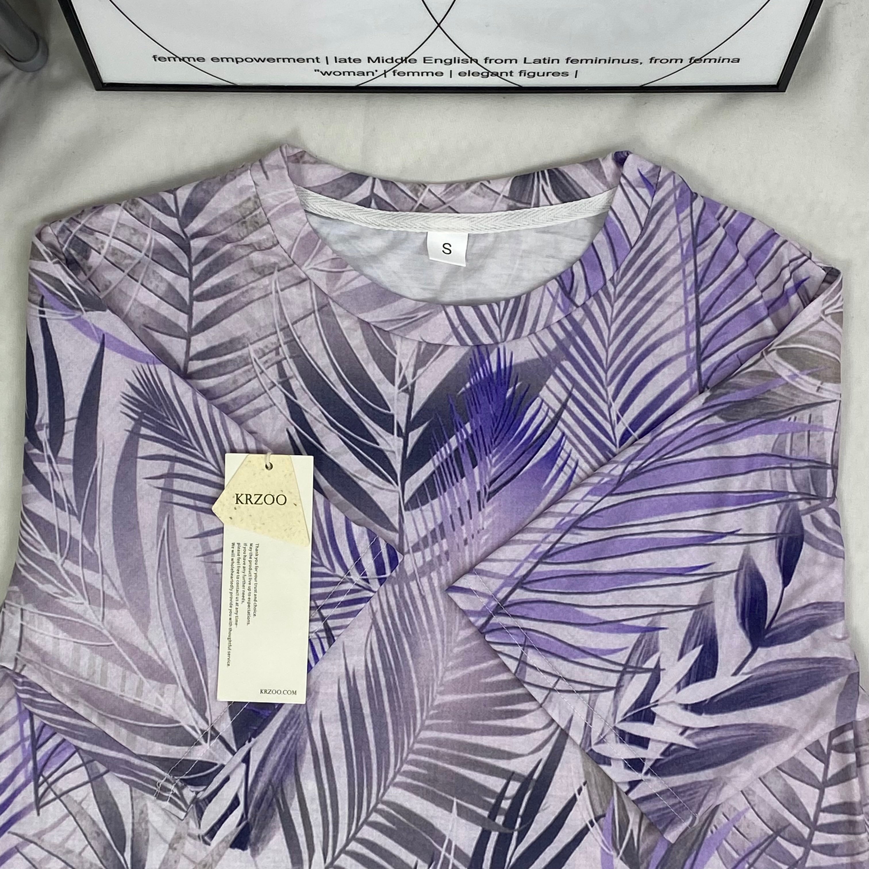 Round-neck 3D printed casual loose short-sleeved shirt