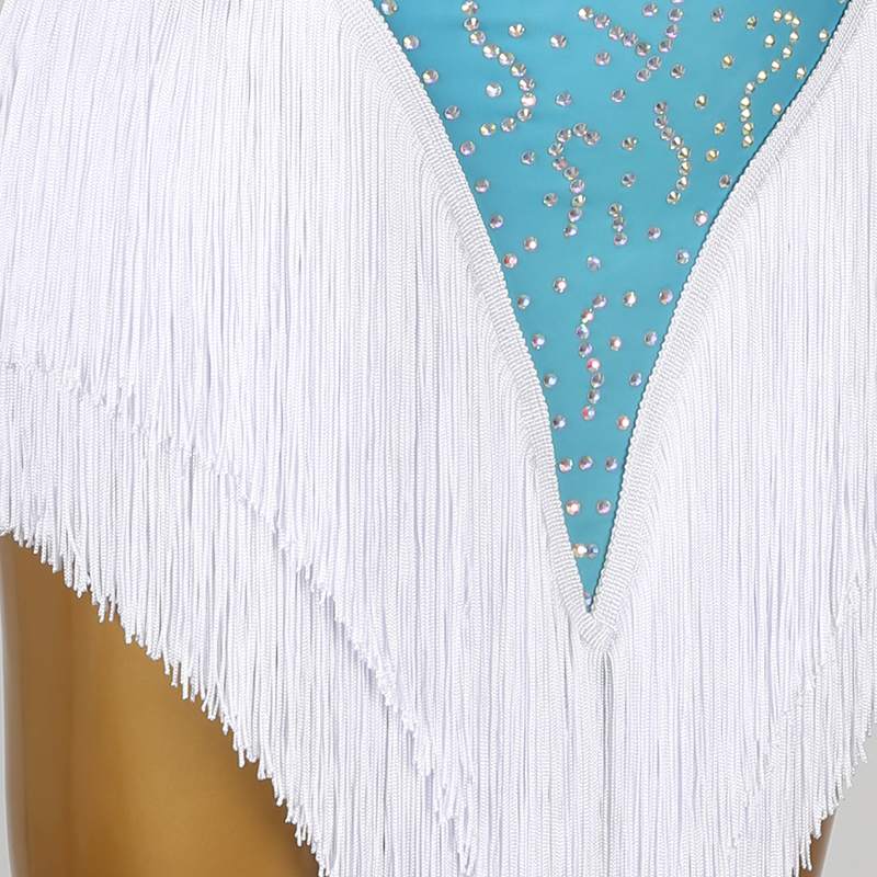 Customisable-Women's Performance Sleeveless Tassels Latin Salsa Dance Dress Competition Dress