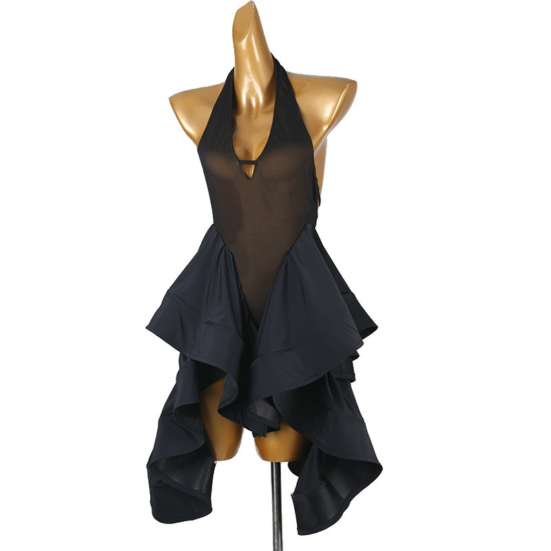 Customisable-Women's Black Sleeveless DanceWear Dance Dress Performance Wear
