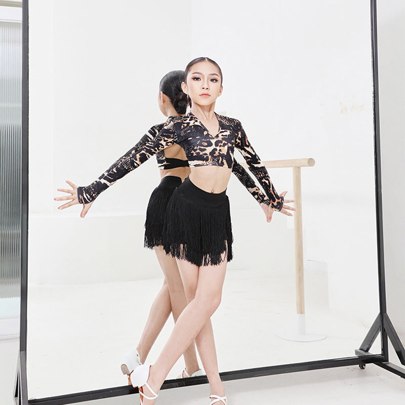 Girls Milk Silk Tassel Latin Dance Srt Dance Wear