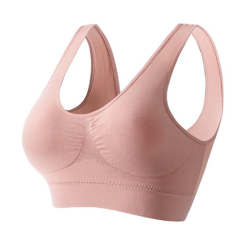 Running shockproof gathered beautiful back large size no steel ring bra