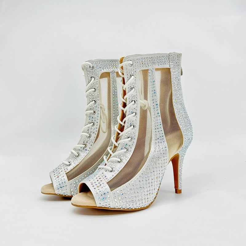 Women's Customized Heel Rhinestone Satin Customized Heels Dance Boots JazSalsa Dancing Shoes