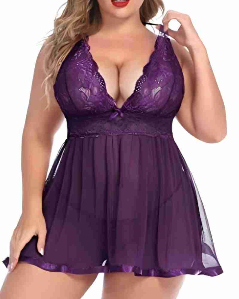 Women's Plus Size Lace Babydoll â€?Mesh Chemise Sleepwear