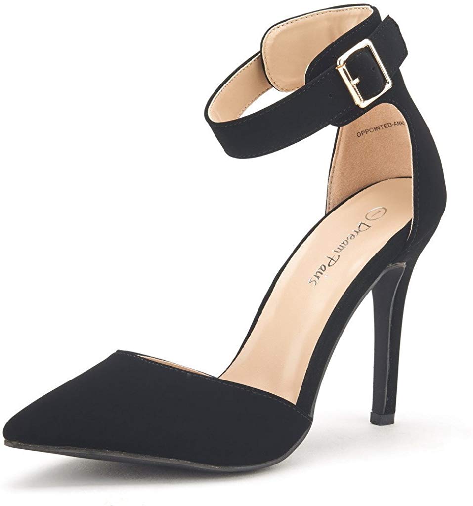Pointed Toe Ankle Strap Stiletto Pumps