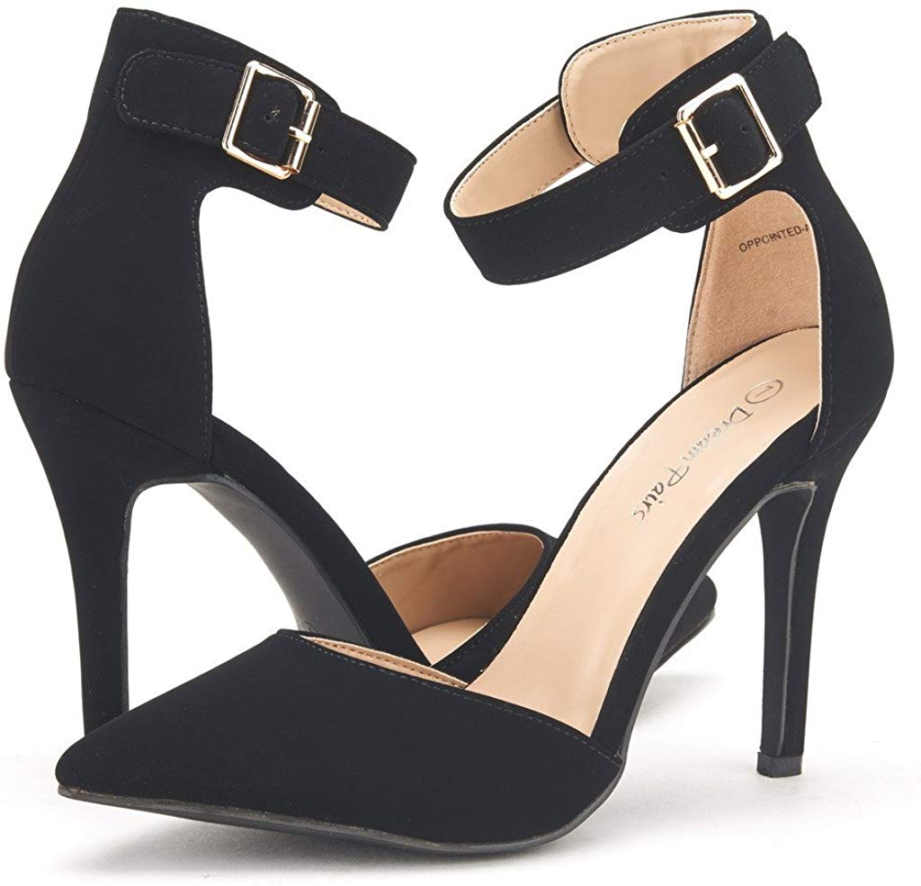 Pointed Toe Ankle Strap Stiletto Pumps