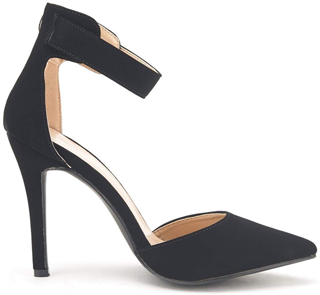 Pointed Toe Ankle Strap Stiletto Pumps
