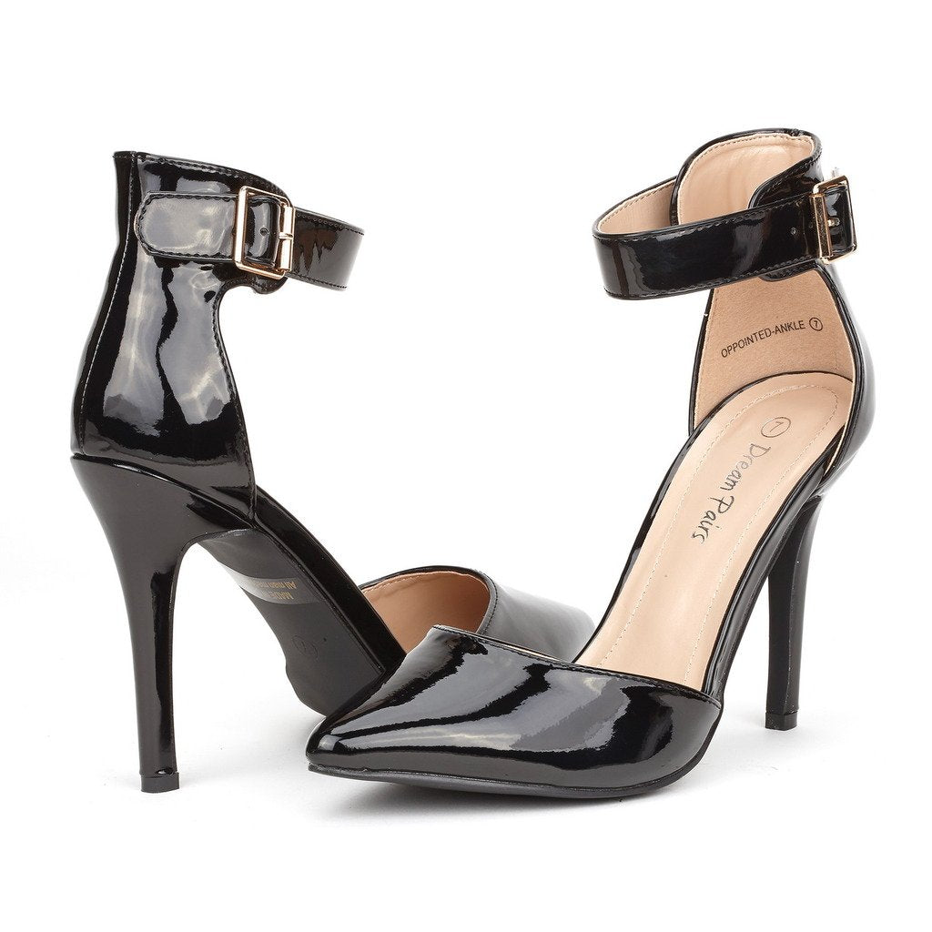 Pointed Toe Ankle Strap Stiletto Pumps