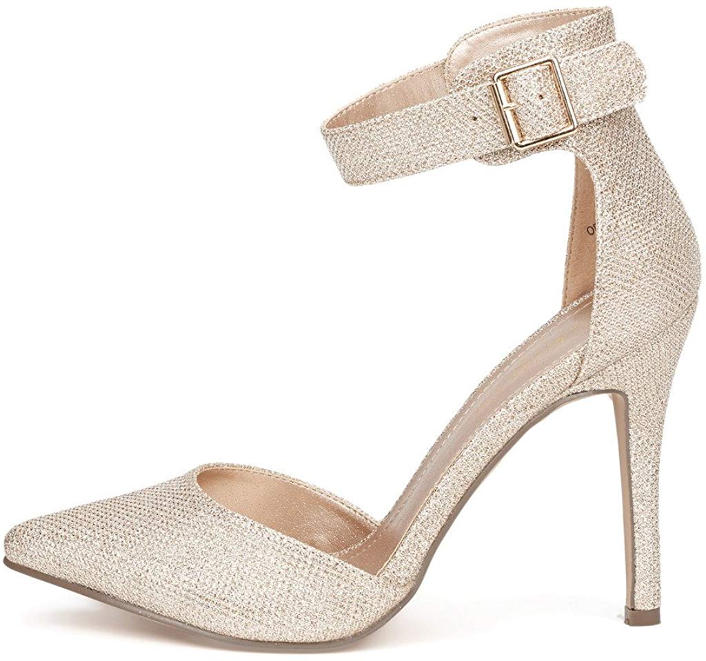 Pointed Toe Ankle Strap Stiletto Pumps